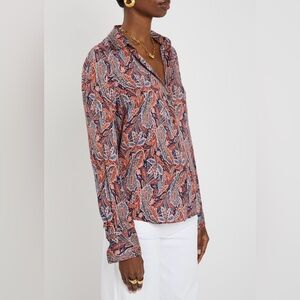 Veronica Beard Amelia Paisley Silk Blend Button Up Long Sleeve Blouse, Size 4